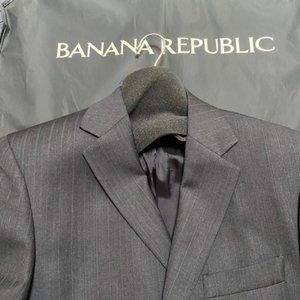 Banana Republic, Size 40R, Dark Grey with muted pinstripe Blazer, Made in Italy